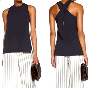 Theory Parieom Admiral Crepe Cross
Back Tunic Tank Black S‎